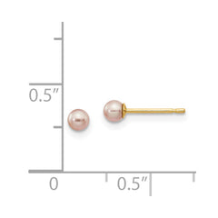 14k 3-4mm Purple Round Freshwater Cultured Pearl Stud Post Earrings