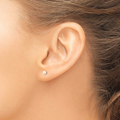 14k 3-4mm White Round Freshwater Cultured Pearl Stud Post Earrings