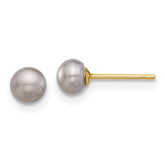 14k 4-5mm Grey Button Freshwater Cultured Pearl Stud Post Earrings