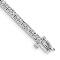 14k White Gold Complete 3.05 carat Round AA Diamond 4-prong 7 inch Tennis Bracelet