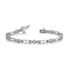 14k White Gold Complete 1 carat Round A Diamond Bezel Paperclip Link 7 inch Tennis Bracelet