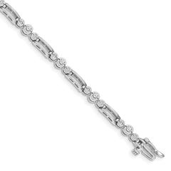 14k White Gold Complete 1 carat Round A Diamond Bezel Paperclip Link 7 inch Tennis Bracelet