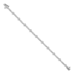 14k White Gold Holds 1/2 carat 11-2.3mm Round Diamond Bezel Curved Bar Link 7 inch Bracelet Mounting