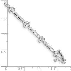 14k White Gold Complete 1/2 carat Round AA Diamond Bezel Curved Bar Link 7 inch Bracelet
