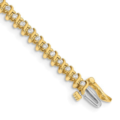 14k Complete 7/8 carat Round AAA Diamond 2-prong S-link 7 inch Tennis Bracelet