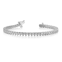 14k White Gold Complete 7/8 carat Round VS Diamond 2-prong S-link 7 inch Tennis Bracelet