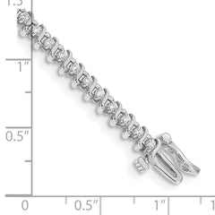 14k White Gold Complete 7/8 carat Round AA Diamond 2-prong S-link 7 inch Tennis Bracelet