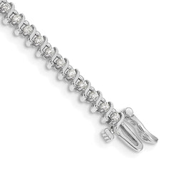14k White Gold Complete 7/8 carat Round VS Diamond 2-prong S-link 7 inch Tennis Bracelet