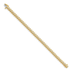 14k Complete 3.08 carat Round AAA Diamond 2-prong S-link 7 inch Tennis Bracelet