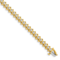 14k Complete 3.08 carat Round VS Diamond 2-prong S-link 7 inch Tennis Bracelet
