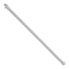 14k White Gold Holds 3.08 carat 44-2.6mm Round Diamond 2-prong S-link 7 inch Tennis Bracelet Mounting
