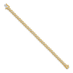 14k Holds 3.9 carat 38-3.0mm Round Diamond 2-prong S-link 7 inch Tennis Bracelet Mounting