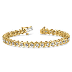 14k Complete 3.9 carat Round A Diamond 2-prong S-link 7 inch Tennis Bracelet