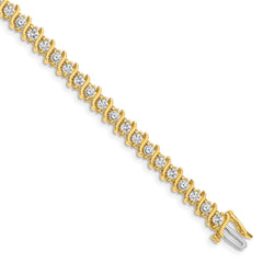 14k Holds 3.9 carat 38-3.0mm Round Diamond 2-prong S-link 7 inch Tennis Bracelet Mounting