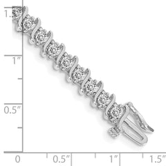 14k White Gold Complete 3.9 carat Round VS Diamond 2-prong S-link 7 inch Tennis Bracelet