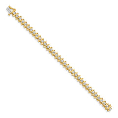 14k Complete 5.95 carat Round VS Diamond 2-prong S-link 7 inch Tennis Bracelet