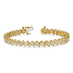 14k Complete 5.95 carat Round VS Diamond 2-prong S-link 7 inch Tennis Bracelet