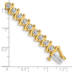 14k Complete 5.95 carat Round VS Diamond 2-prong S-link 7 inch Tennis Bracelet
