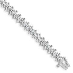 14k White Gold Complete 5.95 carat Round VS Diamond 2-prong S-link 7 inch Tennis Bracelet