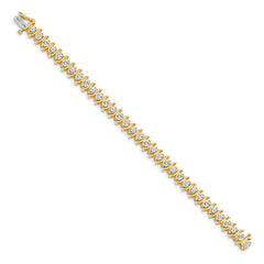 14k Complete 7.19 carat Round VS Diamond 2-prong S-link 7 inch Tennis Bracelet