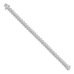14k White Gold Complete 7.19 carat Round VS Diamond 2-prong S-link 7 inch Tennis Bracelet