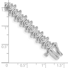 14k White Gold Complete 7.19 carat Round VS Diamond 2-prong S-link 7 inch Tennis Bracelet