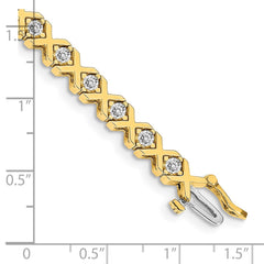 14k Complete 2.4 carat Round AA Diamond 4-prong X-design 7 inch Tennis Bracelet