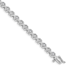 14k White Gold Complete 2.4 carat Round VS Diamond 4-prong X-design 7 inch Tennis Bracelet