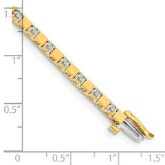 14k Complete 1.1 carat Round AAA Diamond Square Link 7 inch Tennis Bracelet