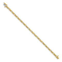 14k Complete 1 carat Round AAA Diamond Bar Link 7 inch Tennis Bracelet