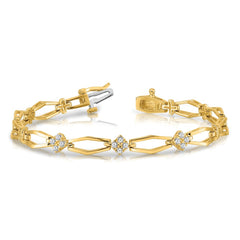 14k Complete 1/5 carat Round A Diamond Cluster Fancy 7 inch Bracelet