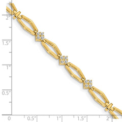 14k Complete 1/5 carat Round A Diamond Cluster Fancy 7 inch Bracelet