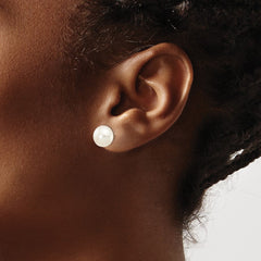 14k 8-9mm White Button Freshwater Cultured Pearl Stud Post Earrings