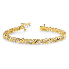 14k Complete 1.17 carat Round AA Diamond Fancy Swirl 7 inch Tennis Bracelet