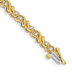 14k Complete 1.17 carat Round VS Diamond Fancy Swirl 7 inch Tennis Bracelet