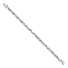 14k White Gold Complete 1.17 carat Round AA Diamond Fancy Swirl 7 inch Tennis Bracelet