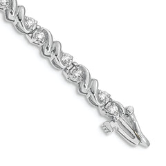 14k White Gold Complete 1.17 carat Round A Diamond Fancy Swirl 7 inch Tennis Bracelet