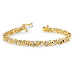 14k Complete 1.45 carat Round A Diamond Fancy Swirl 7 inch Tennis Bracelet