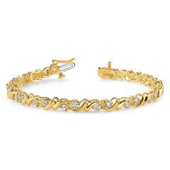 14k Complete 2.88 carat Round VS Diamond Fancy Swirl 7 inch Tennis Bracelet