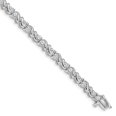 14k White Gold Complete 2.88 carat Round A Diamond Fancy Swirl 7 inch Tennis Bracelet