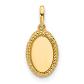 14K Polished Oval with Rope Border Charm