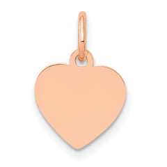 14K Rose Polished Heart Shaped Disc Pendant - 5