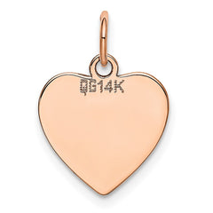 14K Rose Polished Heart Shaped Disc Pendant - 2