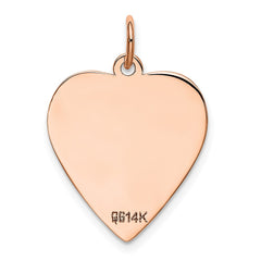 14K Rose Polished Heart Shaped Disc Pendant - 6