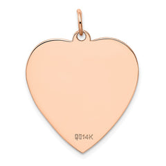 14K Rose Polished Heart Shaped Disc Pendant - 8