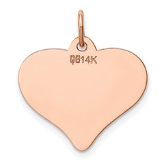14K Rose Polished Heart Shaped Disc Pendant - 9