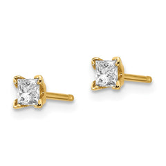 14k AA Quality Complete Princess-cut Diamond Stud Earrings - 3