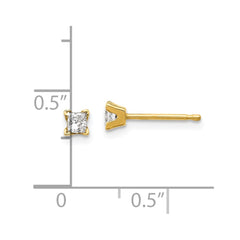 14k AA Quality Complete Princess-cut Diamond Stud Earrings - 3