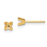 14k 3.25mm Princess-cut Stud Earring Mountings