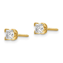 14k VS Quality Complete Princess-cut Diamond Earrings - 3